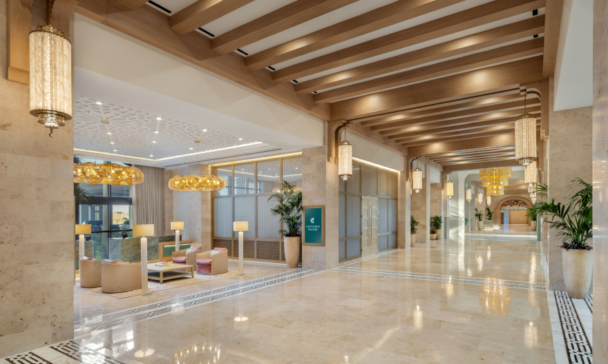 The gleaming new lobby at Gaylord Palms Resort and Convention Center welcomes guests Image